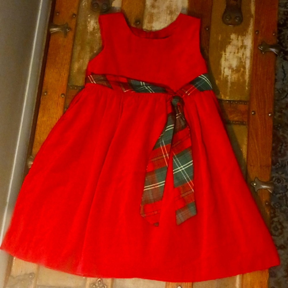 EUC Girl's Red Velure Xmas Dress